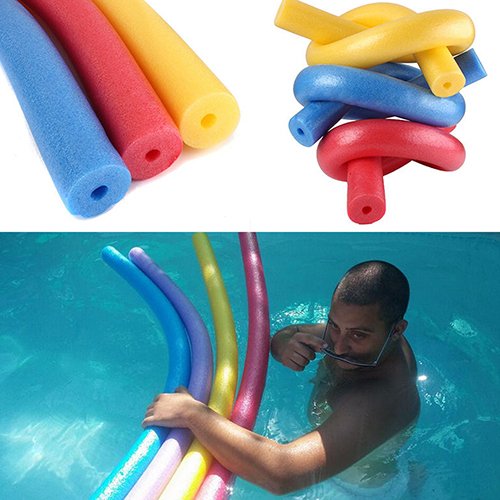 1 Pieza De Fideos De Piscina Flexible Divertido Espuma De Agua Fideos Huecos Niños Adultos Flotador Ayuda para Nadar Rojo