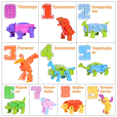 10 en 1 Juguetes de Dinosaurios Robot para niños, 22 PCS numeros Transformers Juguetes Dinos/Robots, Juguetes de Educativos para Niños 6 a 12 Años