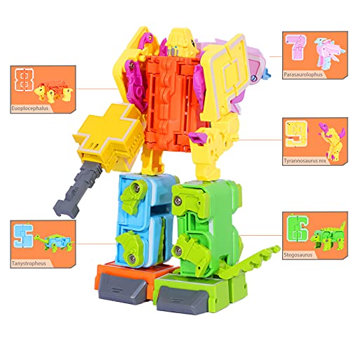 10 en 1 Juguetes de Dinosaurios Robot para niños, 22 PCS numeros Transformers Juguetes Dinos/Robots, Juguetes de Educativos para Niños 6 a 12 Años