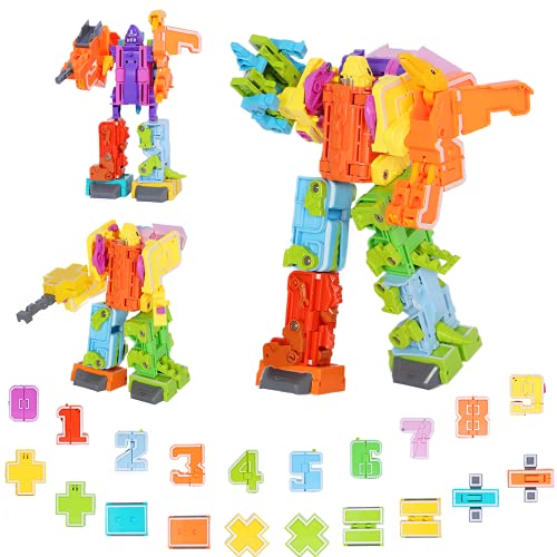 10 en 1 Juguetes de Dinosaurios Robot para niños, 22 PCS numeros Transformers Juguetes Dinos/Robots, Juguetes de Educativos para Niños 6 a 12 Años