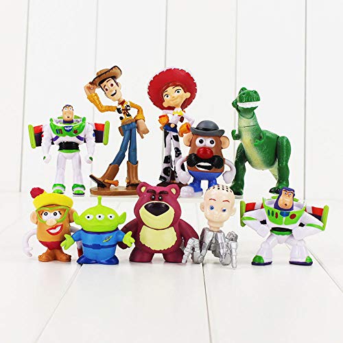 10 Uds Figuras de Toy Story Woody Buzz Lightyear Jessie Rex Dinosaurio Sr.Potato Head Lotso Bear Squeeze Modelo Juguetes 4-9cm