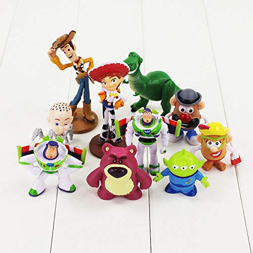 10 Uds Figuras de Toy Story Woody Buzz Lightyear Jessie Rex Dinosaurio Sr.Potato Head Lotso Bear Squeeze Modelo Juguetes 4-9cm