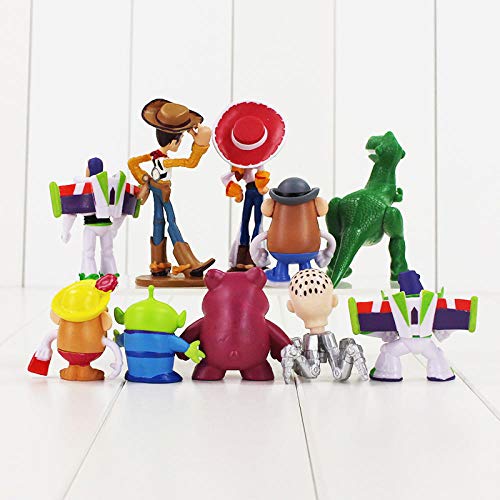 10 Uds Figuras de Toy Story Woody Buzz Lightyear Jessie Rex Dinosaurio Sr.Potato Head Lotso Bear Squeeze Modelo Juguetes 4-9cm