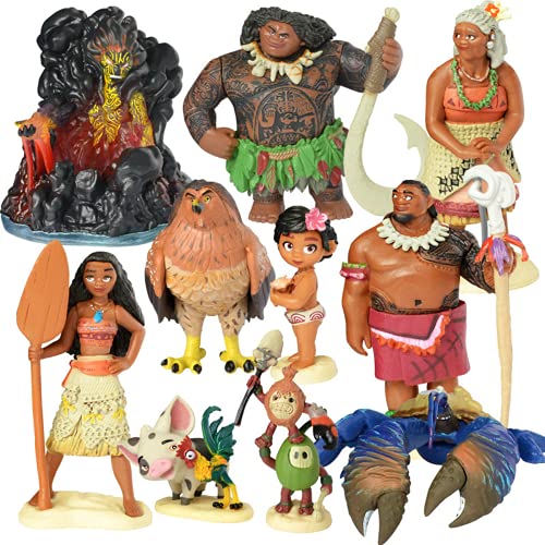 10 unids/set dibujos animados Moana princesa leyenda Vaiana Maui jefe Tui Tala Heihei Pua figura de acción decoración juguetes para niños regalo de cumpleaños