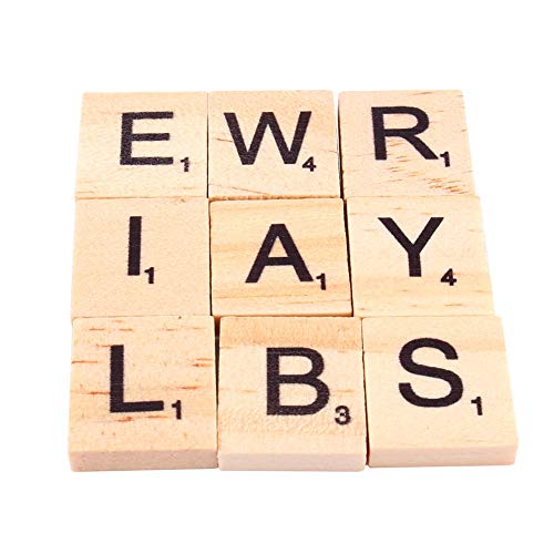 100 piezas de letras de Scrabble para manualidades Azulejos de letras de madera A-Z Letras mayúsculas Azulejos de Scrabble Alfabeto Piezas de madera para manualidades colgantes ortografía