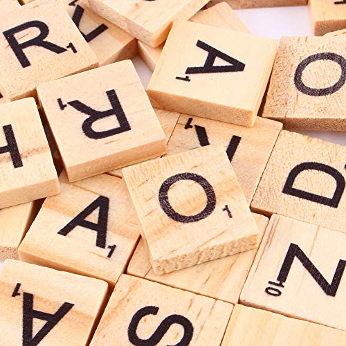 100 piezas de letras de Scrabble para manualidades Azulejos de letras de madera A-Z Letras mayúsculas Azulejos de Scrabble Alfabeto Piezas de madera para manualidades colgantes ortografía