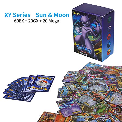 100 Piezas Pokemon Cartas, Pokemon Trading Cards, XY Series GX Cartas EX MEGA Cartas (60EX +20GX +20Mega)