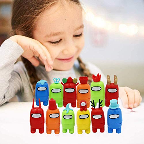 12 pièces parmi nous figurine de merch, mini figurines de jeu mignonnes collection jouets poupées amovibles ornements anniversaire pour les fans de jeu enfant adulte (12 styles)