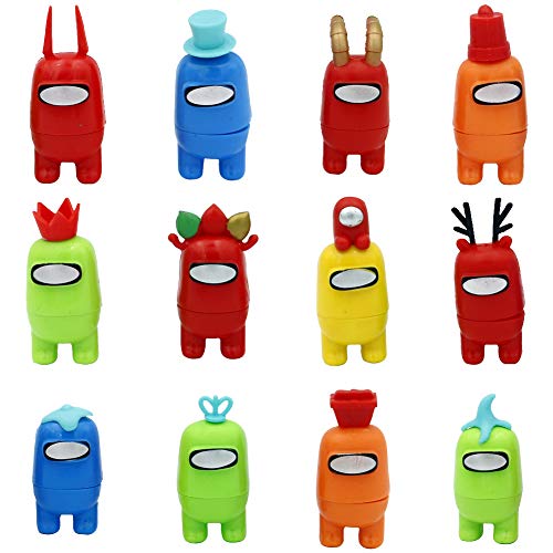 12 pièces parmi nous figurine de merch, mini figurines de jeu mignonnes collection jouets poupées amovibles ornements anniversaire pour les fans de jeu enfant adulte (12 styles)