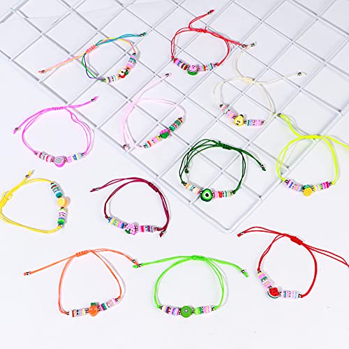 12 Piezas Pulsera Amistad Pulsera Niña Pulsera de Frutas Fresa Piña Ajustables Colorido Pulseras de Cuerda Trenzada Brazalete Joyería Princesa Niña Pulseras Regalo de Cumpleaños de Fiesta