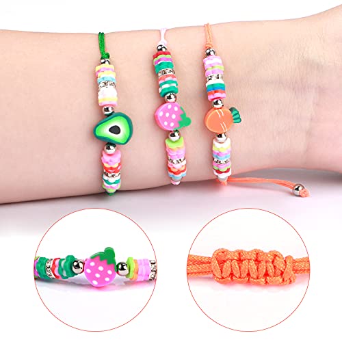 12 Piezas Pulsera Amistad Pulsera Niña Pulsera de Frutas Fresa Piña Ajustables Colorido Pulseras de Cuerda Trenzada Brazalete Joyería Princesa Niña Pulseras Regalo de Cumpleaños de Fiesta