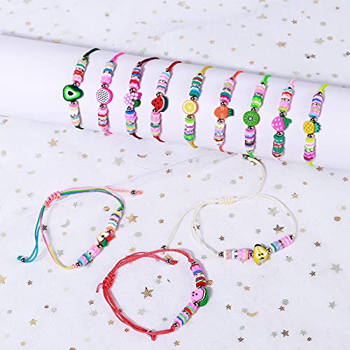 12 Piezas Pulsera Amistad Pulsera Niña Pulsera de Frutas Fresa Piña Ajustables Colorido Pulseras de Cuerda Trenzada Brazalete Joyería Princesa Niña Pulseras Regalo de Cumpleaños de Fiesta