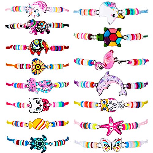 15 Pulseras de Niñas de Animal Unicornio Amistad Gato Mariposa para Premio de Fiesta Disfraz (Estilo Clásico)