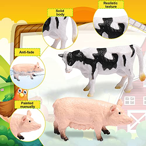 16 Juguetes de Figuras de Animales de Granja Figuras de Animal de Selva Realistas Mini Adorno de Topper de Tarta Juego Educativo de Aprendizaje para Suministros de Fiesta Navidad