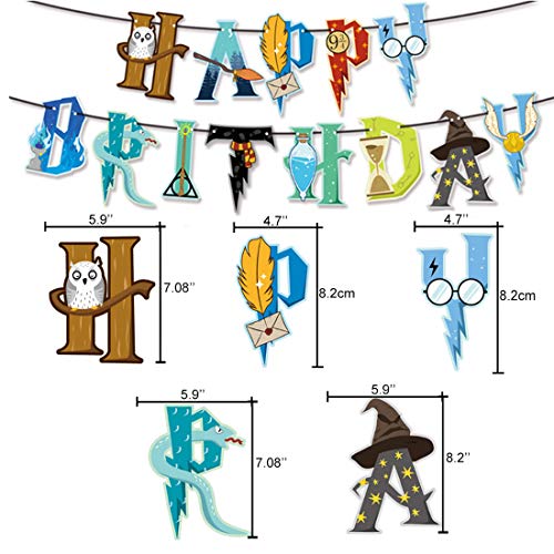 17 PCS Suministros Fiesta Mago Fiesta dekoration ZSWQ-cumpleaños Decoración Banner Wizard Inspired Cupcake Toppers para Niños Niños Niñas