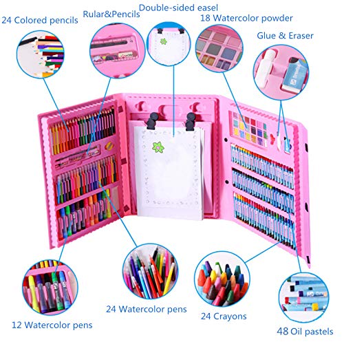 176pcs Conjunto de Dibujo de Arte, Creatividad Herramientas de Pintura Incluye Crayones de Cera, Acuarelas, Lápices de Colores, Pasteles, Regalos para Niños, Estudiantes, Principiantes y Artistas#1