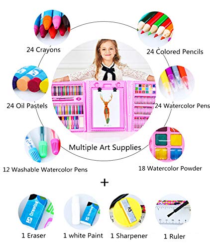 176pcs Conjunto de Dibujo de Arte, Creatividad Herramientas de Pintura Incluye Crayones de Cera, Acuarelas, Lápices de Colores, Pasteles, Regalos para Niños, Estudiantes, Principiantes y Artistas#1