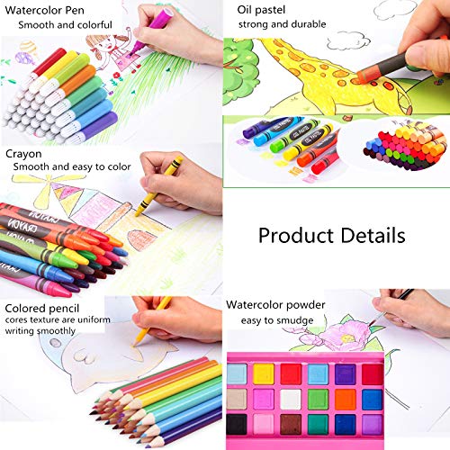 176pcs Conjunto de Dibujo de Arte, Creatividad Herramientas de Pintura Incluye Crayones de Cera, Acuarelas, Lápices de Colores, Pasteles, Regalos para Niños, Estudiantes, Principiantes y Artistas#1