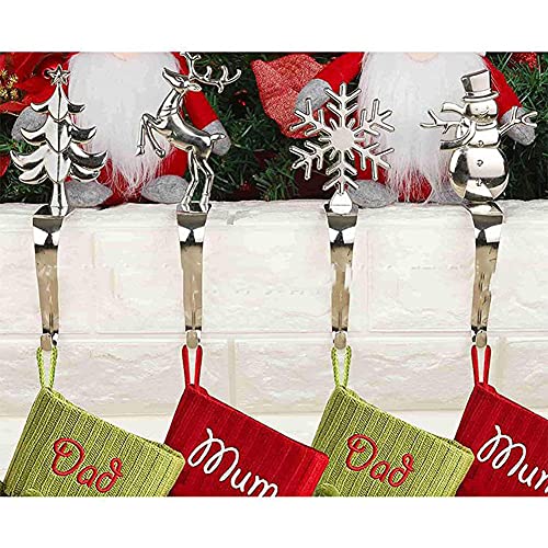 2021Pattern Christmas Hooks for Stockings Fireplace Hangers, 4PCS Garter Belts Christmas Stocking Hooks for Christmas Tree Fireplace Christmas Fireplace Christmas Party Decoration Accessories,A