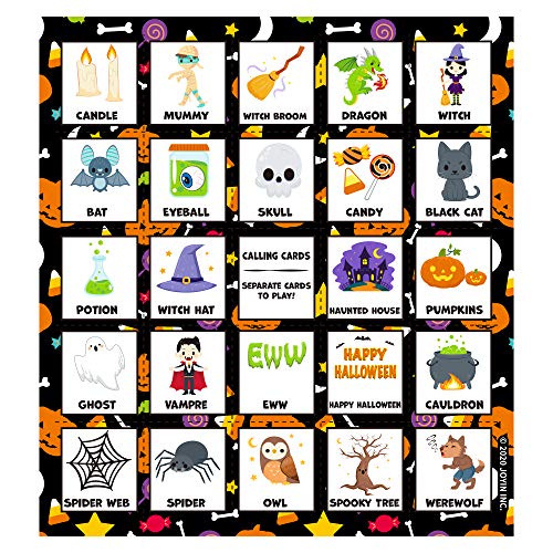 28 cartas de juego de bingo de Halloween (5 x 5) para niños, fiestas de Halloween, juegos de cartas, juegos de aulas, trucos o tratamientos, fiestas de Halloween, actividades familiares