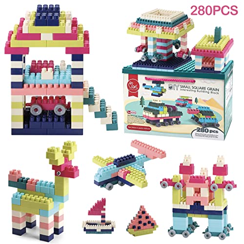 280PCS Bloques Construccion Niños Bebe DIY Juegos Educativo Creativo Infantil con Caja de Almacenamiento y Placa Base Regalo Juguetes para Niños 1-8 Años