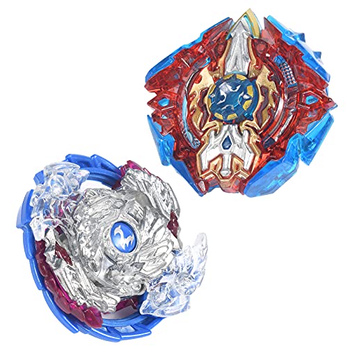 2Pcs Conjuntos de Metal de Gyro,Peonza de Combate Estallido,4D Peonzas Gyro Lucha Maestro con 2 lanzadores de Mano peonza Juguete,Fusion Model Burst Evolution Combination Series para niños y Adultos