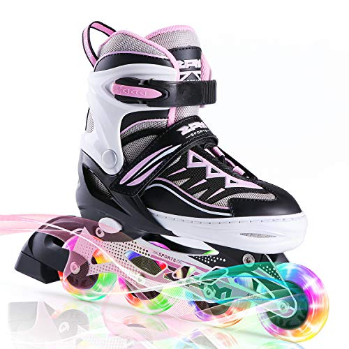 2PM SPORTS Cytia Ajustable Iluminación Patines en línea para niños y Adolescentes con luz Completa hasta LED Ruedas, Diversión Flashing Roller Blades para niños y niñass - Pink M(32-35EU)