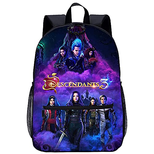 3D Escolar Mochila con Viaje Mochila Cartel de la película de los descendientes Adecuado para: estudiantes de primaria y secundaria, la mejor opción para viajes al aire libre Tamaño: 45x30x15 cm /