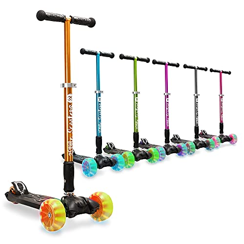 3StyleScooters® RGS-3 Patinete de Tres Ruedas para Niños Mayores Niños de 7 Años o Más con Luces LED en Ruedas de 5cm, Diseño Plegable, Manillar Ajustable