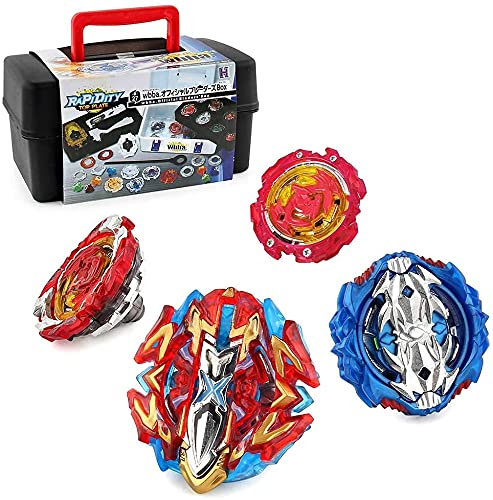 3T6B Peonzas Juguetes Conjunto con Estuche Portátil, 4 PCS Burst Spinning Tops 4D Set con Lanzador Regalo Mejor para Niños