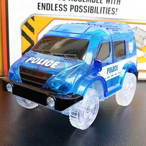 4 piezas Track Cars Toy Cars Glow in The Dark Compatible con la mayoría de las pistas Light Up Reemplazo de juguetes para automóviles, la mayoría de las pistas de carreras para niños Niños Niñas