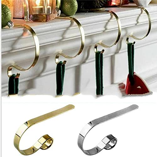 4PCS Christmas Hooks for Stockings Fireplace Hooks, Suspender Belts Christmas Stocking Hooks for Christmas Tree Fireplace Christmas Fireplace Metal Hanging Hanger Clips for Christmas,B