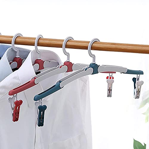 4PCS Foldable Hangers, Portable Plastic Hangers 360 Degree Rotatable Hangers Non-Slip Hangers Space Saving Hangers for Home Travel Outdoor Camping