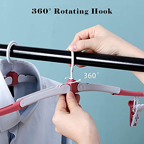 4PCS Foldable Hangers, Portable Plastic Hangers 360 Degree Rotatable Hangers Non-Slip Hangers Space Saving Hangers for Home Travel Outdoor Camping