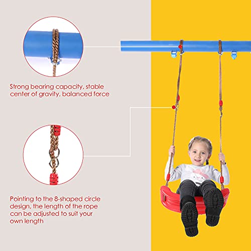 4YANG Asiento de Columpio para Niños, Columpio para Sentarse a Bordo con Cuerda Ajustable, Asiento de Suspensión Desmontable, Accesorios de Equipos de Entretenimiento en Interiores y Exteriores