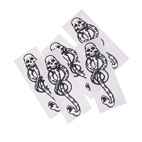 5 hojas Magic Death Eaters Dark Mark Mamba Snake Tatuaje temporal para fiesta de disfraces Haloween Wizard Harry Prop