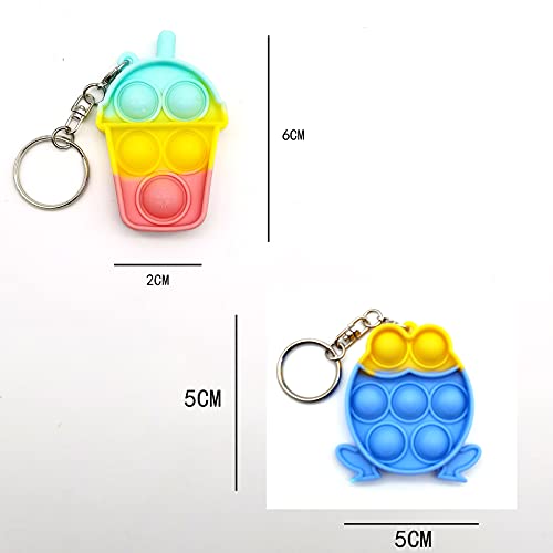 5 Pcs Mini Pop Fidget Simple Dimple Toy,Mini Push Pop Fidget Toy Keychain,Mini Rainbow Tie dye Bubble Wrap Sensory Silicone Toy, Autism Needs Stress Reliever Tactile Logic Game for Kids