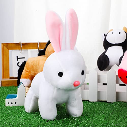 6 Mini Juguetes de Animal Peludo de Granja de Peluche Muñeca Suave de Oveja Perro Conejo Vaca Cerdo Caballo de Felpa Animales de Granja de Peluche con Relleno para Decoración de Cumpleaños