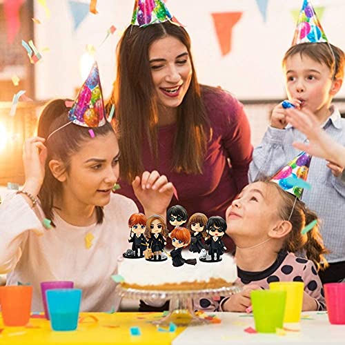 6 PCS Mago Mini Figuras, Harry Potter Cake Topper Decoración Mini Juguetes Baby Shower Fiesta de cumpleaños Pastel Decoración Suministros