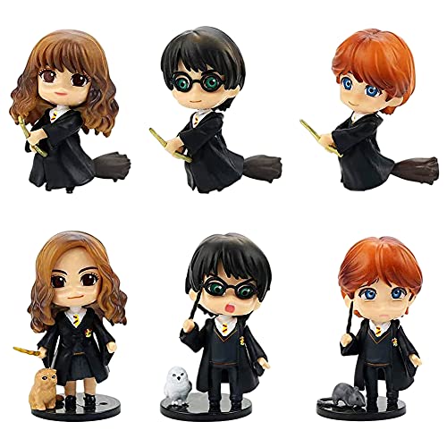 6 PCS Mago Mini Figuras, Harry Potter Cake Topper Decoración Mini Juguetes Baby Shower Fiesta de cumpleaños Pastel Decoración Suministros