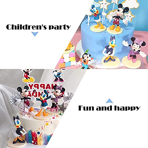 6 Pieces Mickey Cake Topper, Mickey Theme Party Supplies, Minnie Cake Decoration para Baby Shower Fiesta de Cumpleaños