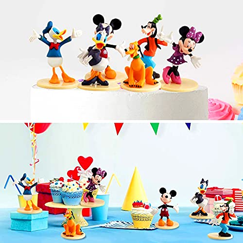 6 Pieces Mickey Cake Topper, Mickey Theme Party Supplies, Minnie Cake Decoration para Baby Shower Fiesta de Cumpleaños