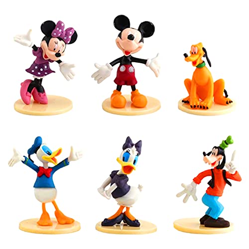 6 Pieces Mickey Cake Topper, Mickey Theme Party Supplies, Minnie Cake Decoration para Baby Shower Fiesta de Cumpleaños