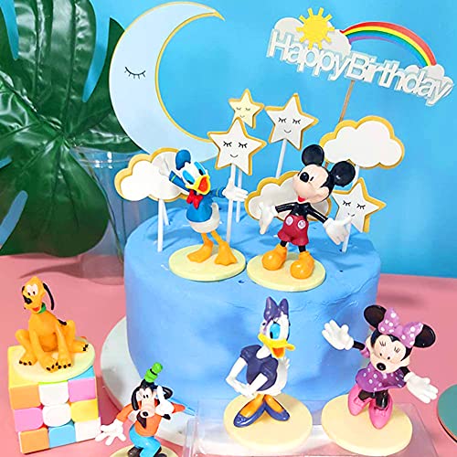 6 Pieces Mickey Cake Topper, Mickey Theme Party Supplies, Minnie Cake Decoration para Baby Shower Fiesta de Cumpleaños