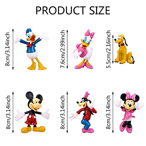 6 Piezas Mickey Cake Topper, Mini Figures Set Mickey Decorativas para Tartas Minnie Cake Decoration Acción Figuras para Mickey Tema Fiesta de Cumpleaños Baby Shower