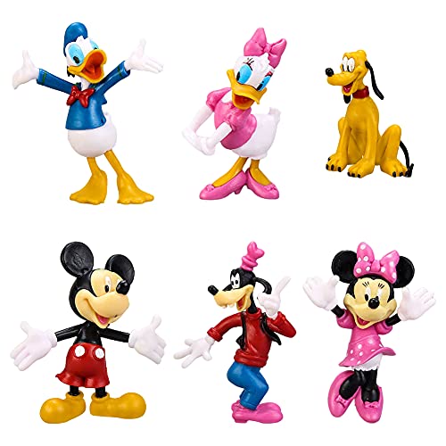 6 Piezas Mickey Cake Topper, Mini Figures Set Mickey Decorativas para Tartas Minnie Cake Decoration Acción Figuras para Mickey Tema Fiesta de Cumpleaños Baby Shower