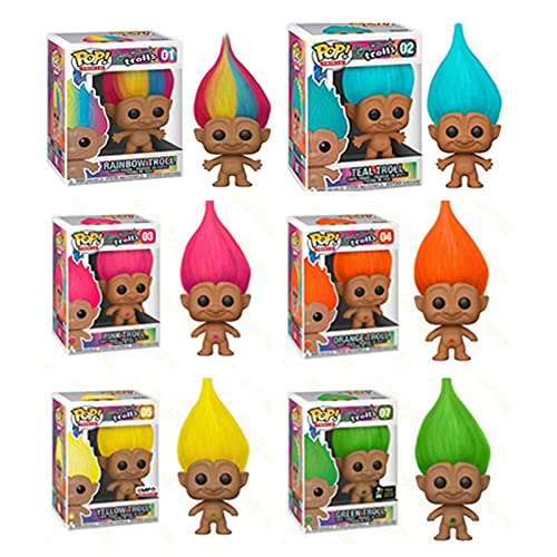 6 Uds Película Pop Dibujos Animados Pelo Mágico Elfo Enano Troll Naranja Rosa Azul Modelo Vinilo Figura De Acción PVC Muñeca Colección De Cumpleaños Juguetes