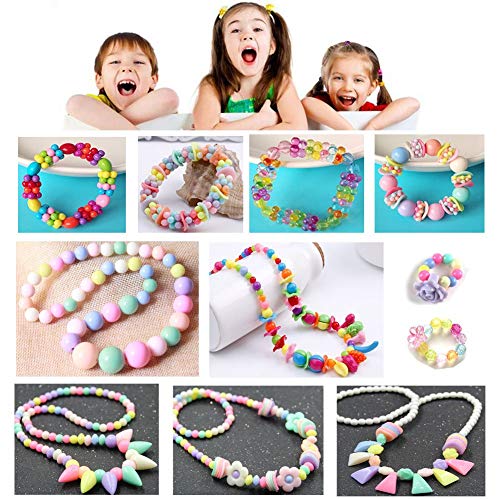 680 Abalorios Cuentas Kit para Hacer Pulseras, Wafly Niños Bricolaje Conjunto de Perlas de Resina Acrílica Craft Kits con Caja Venda para Collares Pulseras DIY Haciendo Kit Educativo Juguetes