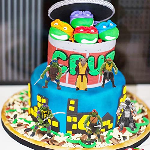 6pcs Mutant Ninja Turtle Caricatura Cake Topper, Adolescentes Mutantes Ninja Tortugas Figura de acción de Dibujos Animados Pastel decoración Creativa