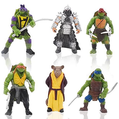 6pcs Mutant Ninja Turtle Caricatura Cake Topper, Adolescentes Mutantes Ninja Tortugas Figura de acción de Dibujos Animados Pastel decoración Creativa